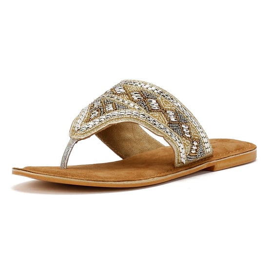 Tower Footwear Wide Vamp Toepost Vrouwen Gouden Sandalen - Image 3