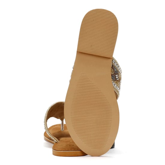 Tower Footwear Wide Vamp Toepost Vrouwen Gouden Sandalen - Image 4