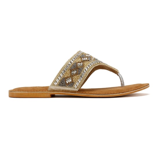 Tower Footwear Wide Vamp Toepost Vrouwen Gouden Sandalen - Image 5