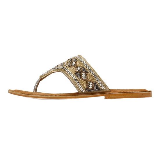 Tower Footwear Wide Vamp Toepost Vrouwen Gouden Sandalen - Image 6