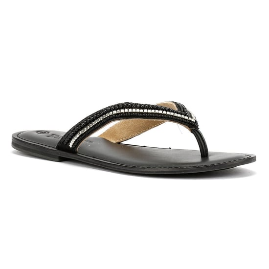 Tower Footwear Metallic Bead Thong Dames Zwarte Sandalen - Image 2