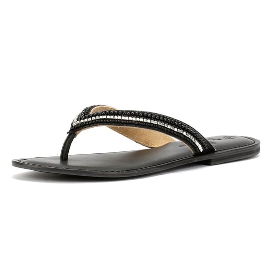 Tower Footwear Metallic Bead Thong Dames Zwarte Sandalen - Image 3