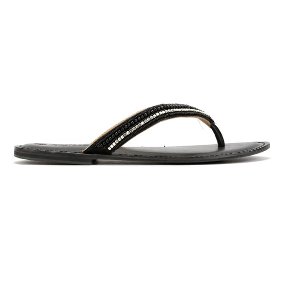 Tower Footwear Metallic Bead Thong Dames Zwarte Sandalen - Image 5