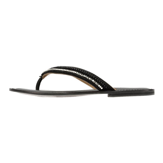 Tower Footwear Metallic Bead Thong Dames Zwarte Sandalen - Image 6