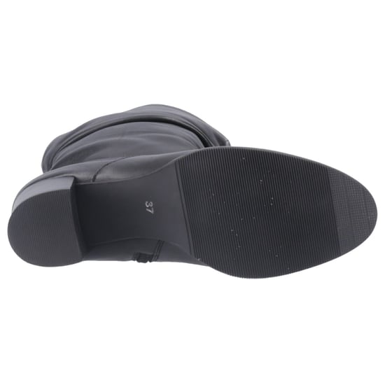 Hush Puppies Cosima Dames Zwarte Leren Laarzen Met Hak Tot Boven De Knie - Image 3