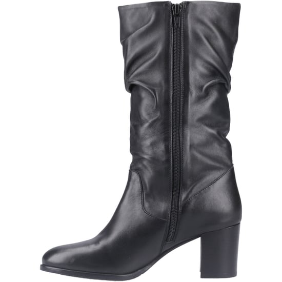 Hush Puppies Cosima Dames Zwarte Leren Laarzen Met Hak Tot Boven De Knie - Image 4
