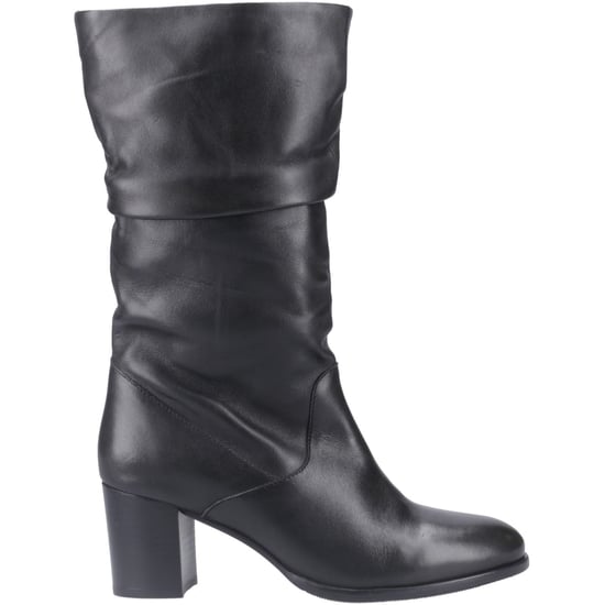 Hush Puppies Cosima Dames Zwarte Leren Laarzen Met Hak Tot Boven De Knie - Image 5