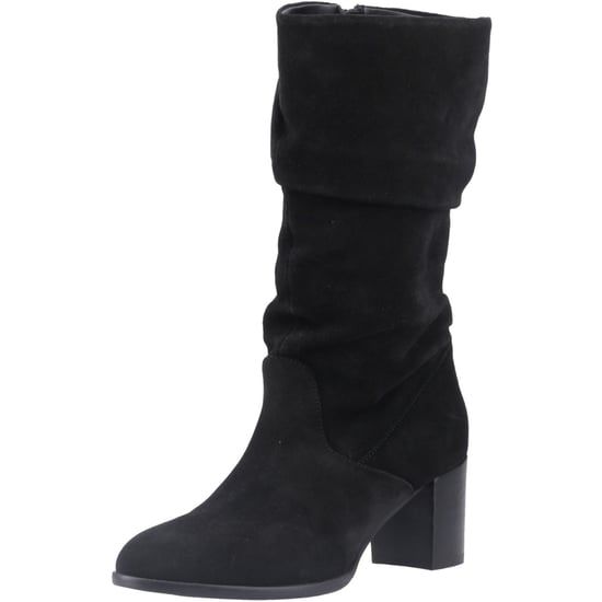 Hush Puppies Cosima Suède Dames Zwarte Suède Kniehoge Laarzen Met Hak - Image 1