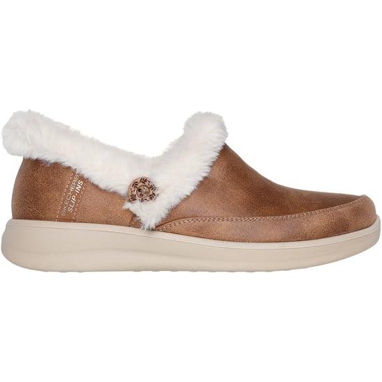 Skechers Cozy Escape Textil Dam Tofflor i Kastanj - Image 5