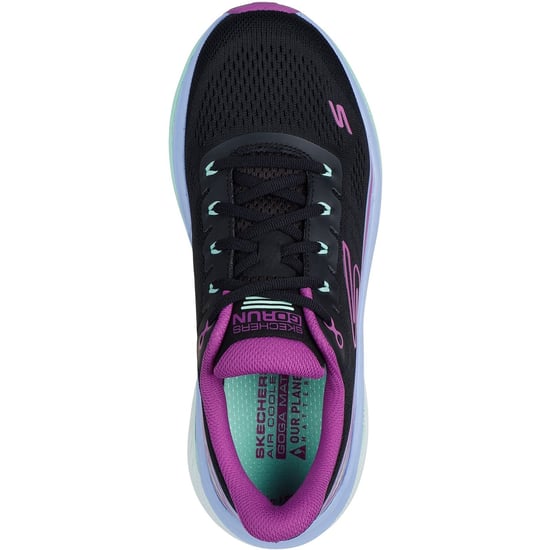 Skechers Performance Max Cushioning Propulsion Textiel Dames Zwarte/Paarse Sneakers - Image 3