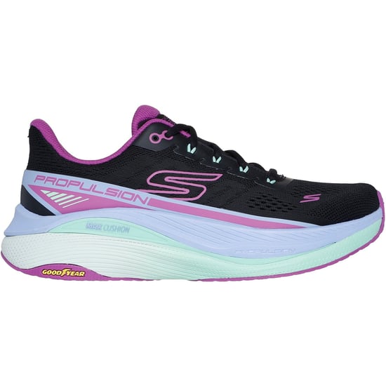 Skechers Performance Max Cushioning Propulsion Textiel Dames Zwarte/Paarse Sneakers - Image 5