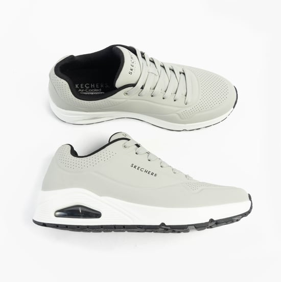 Skechers Uno - Stand On Air Mens Trainers Light Grey/black - Image 2