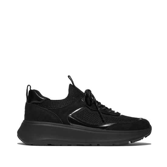 Fitflop F-mode Suede/knit Womens Trainers All Black - Image 1