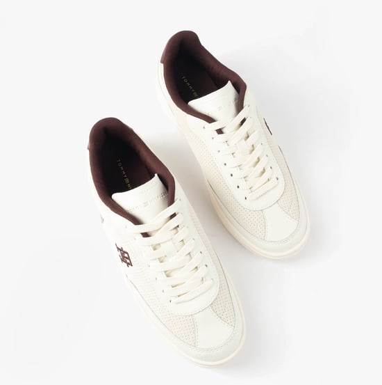 Tommy Hilfiger Th Heritage Sneakers Dames Trainers Wit/bordeaux Fluweel - Image 2