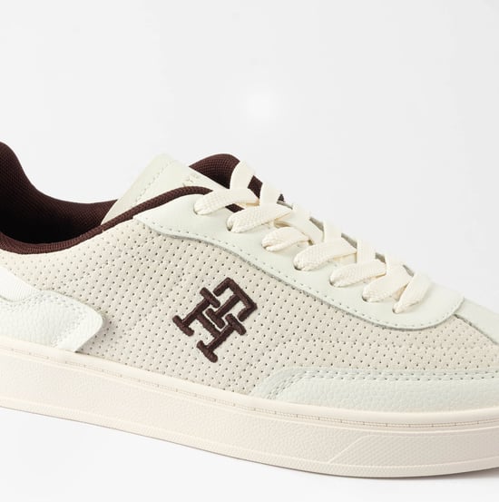 Tommy Hilfiger Th Heritage Sneakers Dames Trainers Wit/bordeaux Fluweel - Image 6