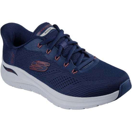 Skechers Arch Fit 2.0 Lestur Textiel Heren Marineblauw/rode Sneakers - Image 1