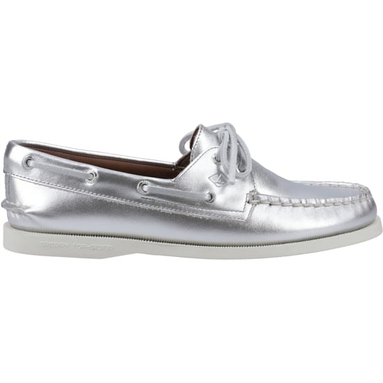Sperry Authentic 2 Eye Dames Bootschoenen Van Zilver Leer - Image 5