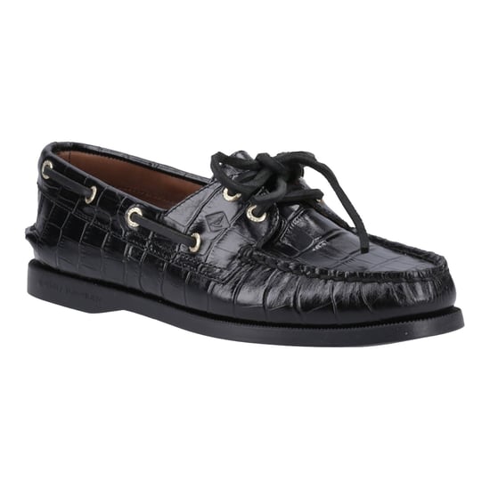 Sperry Authentic 2 Eye Leather Women's Black Boat Shoes - Image 6
