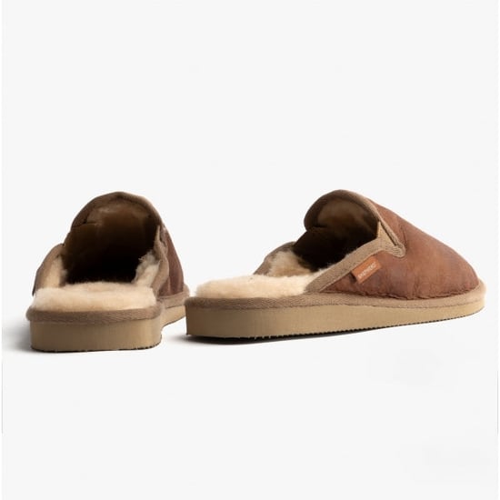 Shepherd Adam Mens Sheepskin Mules Antique/cognac - Image 3