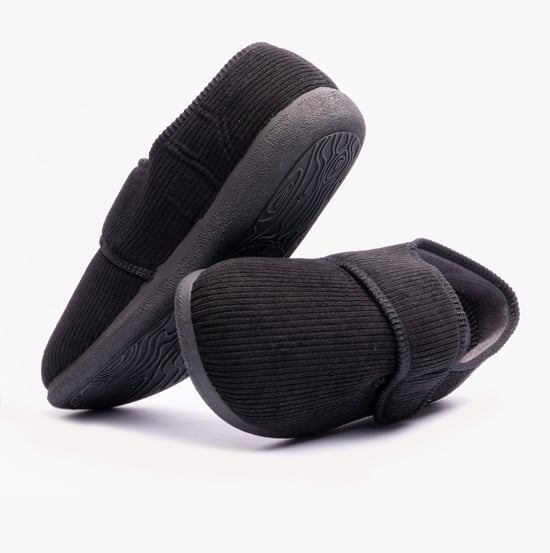 Padders Oliver Mens Touch Fasten Full Slippers Black - Image 2