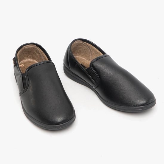 Dr Keller Christof Mens Faux Leather Wide Fit Full Slippers Black - Image 2