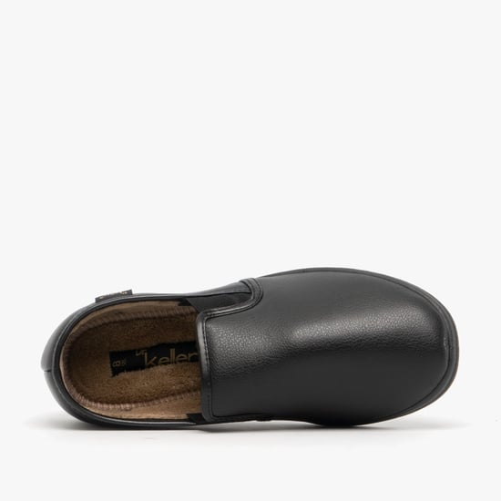 Dr Keller Christof Mens Faux Leather Wide Fit Full Slippers Black - Image 3