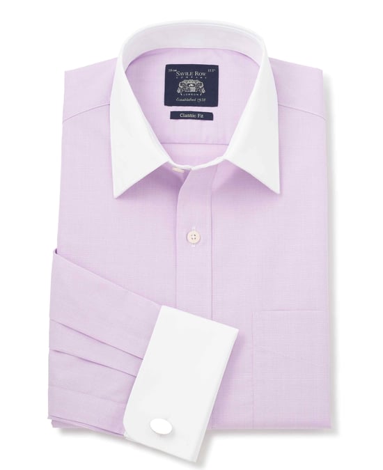 Lilac Check Classic Fit Winchester Double Cuff Formal Shirt - Image 1