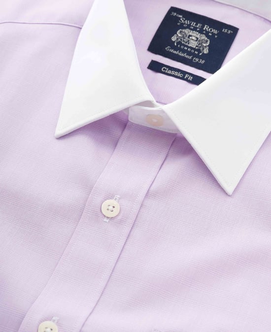Lilac Check Classic Fit Winchester Double Cuff Formal Shirt - Image 2