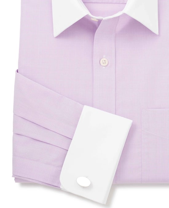 Lilac Check Classic Fit Winchester Double Cuff Formal Shirt - Image 3