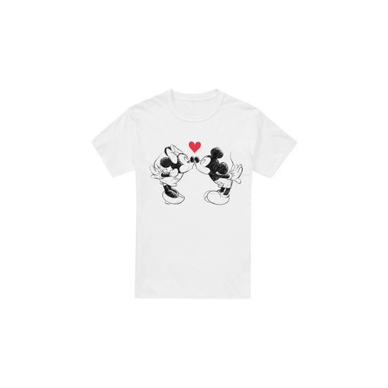 Disney Heren Mickey & Minnie Mouse Kiss Sketch Valentijnsdag T-Shirt (Wit) - Image 1