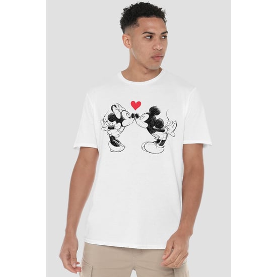 Disney Heren Mickey & Minnie Mouse Kiss Sketch Valentijnsdag T-Shirt (Wit) - Image 3