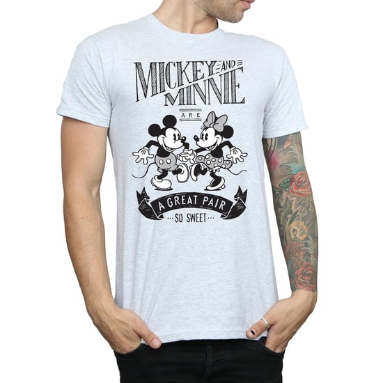 Disney Mens Mickey And Minnie Mouse Great Pair T-Shirt (Sports Grey) - Image 3