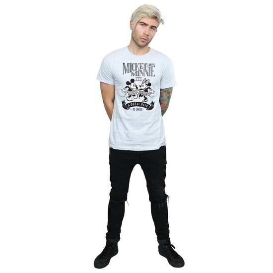 Disney Mens Mickey And Minnie Mouse Great Pair T-Shirt (Sports Grey) - Image 4