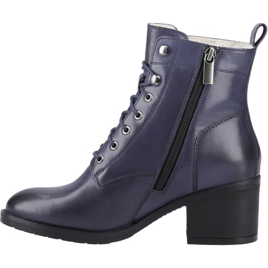 Hush Puppies Harriet Leer Dames Navy Hakken Enkellaarsjes - Image 4