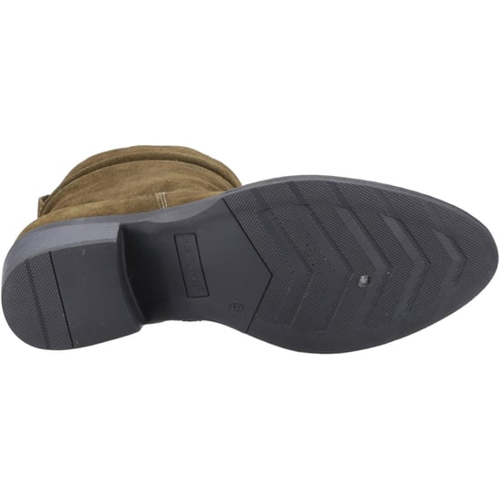 Hush Puppies Iris Suède Dames Khaki Enkellaarsjes Met Hak - Image 3