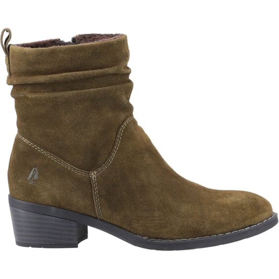 Hush Puppies Iris Suède Dames Khaki Enkellaarsjes Met Hak - Image 5