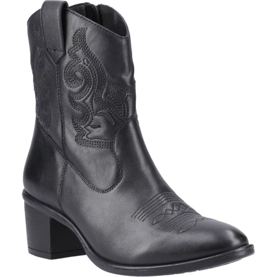 Hush Puppies Wynn Läder Dam Svarta Skor Med Klack - Image 1