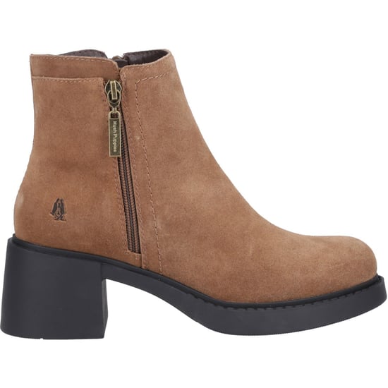 Hush Puppies Adele Suede Dames Tan Enkellaarsjes Met Hak - Image 5