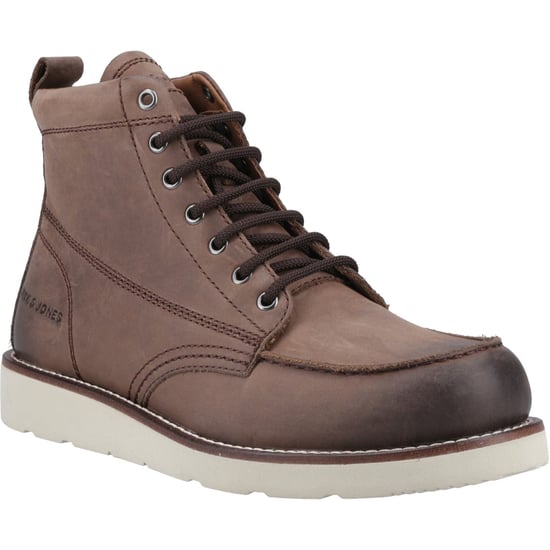 Jack & Jones Toronto Leather Men's Brown Stone Ankle Boots - Image 1