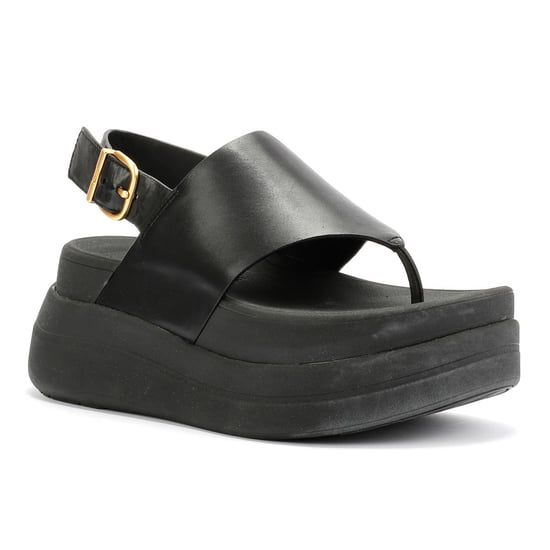 FitFlop F-Mode Dames Zwart Leren Sandalen - Image 2