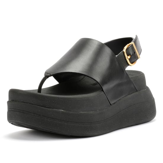 FitFlop F-Mode Dames Zwart Leren Sandalen - Image 3
