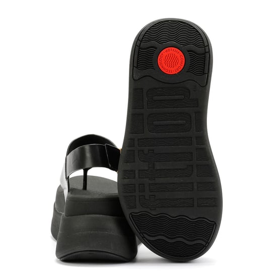 FitFlop F-Mode Dames Zwart Leren Sandalen - Image 4