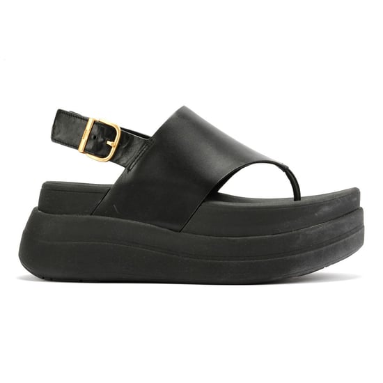 FitFlop F-Mode Dames Zwart Leren Sandalen - Image 5