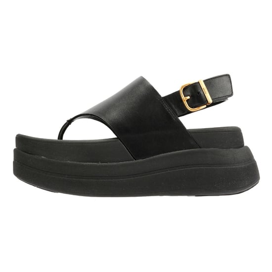 FitFlop F-Mode Dames Zwart Leren Sandalen - Image 6