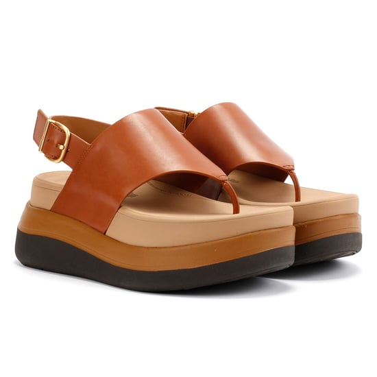 FitFlop F-Mode Leren Dames Bruine Sandalen - Image 1