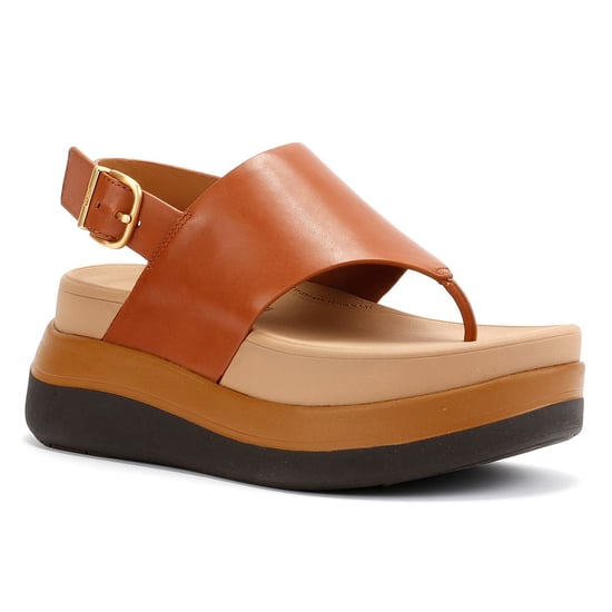 FitFlop F-Mode Leren Dames Bruine Sandalen - Image 2