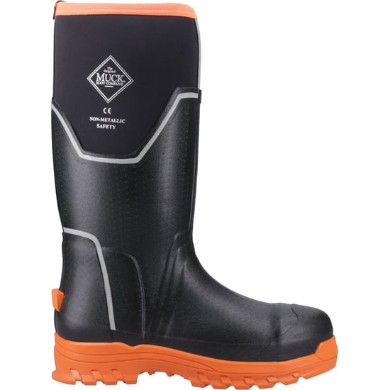 Muck Boots Grit S5 Heren Rubberen Zwarte/oranje Regenlaarzen - Image 5