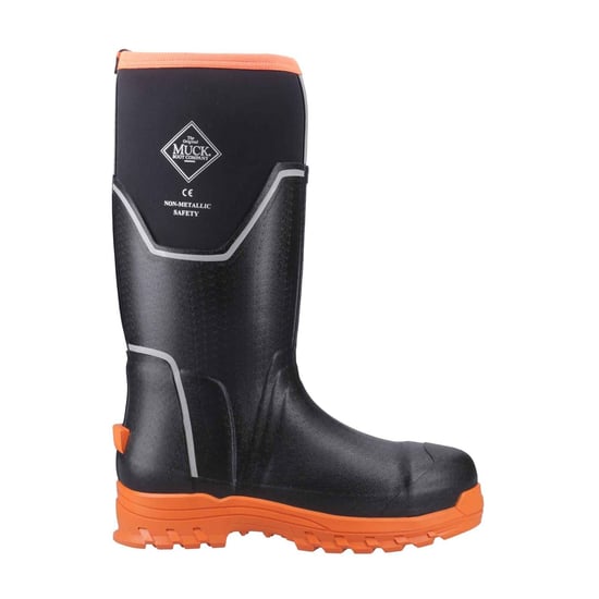 Muck Boots Grit S5 Heren Rubberen Zwarte/oranje Regenlaarzen - Image 6