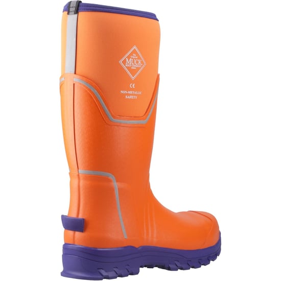 Muck Boots Grit S5 Rubber Men's Orange/Blue Wellington Boots - Image 2