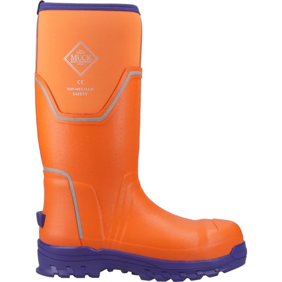 Muck Boots Grit S5 Rubber Men's Orange/Blue Wellington Boots - Image 5